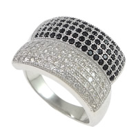 Cubic Zirconia Micro Pave Sterling Silver Finger Ring, 925 Sterling Silver, micro pave 150 pcs cubic zirconia, 14mm, US Ring 
