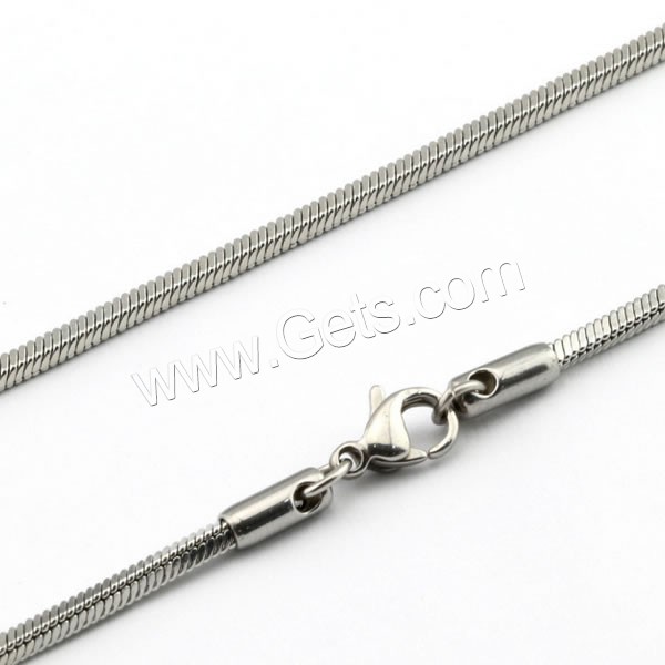 Fashion Stainless Steel Necklace Chain, different size for choice & snake chain, original color, Length:Approx 19.6 Inch, Sold By Strand