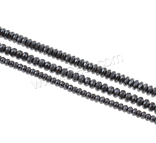 Nicht magnetische Hämatit Perlen, Non- magnetische Hämatit, Rondell, verschiedene Größen vorhanden & facettierte, schwarz, Bohrung:ca. 1mm, Länge:ca. 15.5 ZollInch, verkauft von Strang