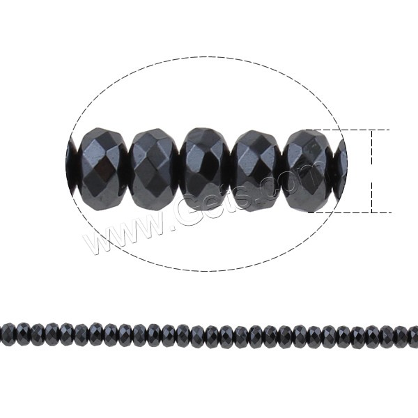 Non Magnetic Hematite Beads, Rondelle, different size for choice & faceted, black, Hole:Approx 1mm, Length:Approx 15.7 Inch, Sold By Strand