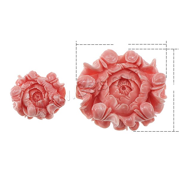 Fluted Giant Pendant, Flower, Carved, different size for choice, pink, Hole:Approx 1.5mm, Sold By PC