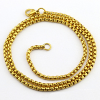 Stainless Steel Chain Necklace, gold color plated & box chain Approx 19.6 Inch 