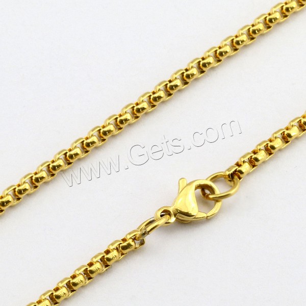 Collar de cadena de acero inoxidable, chapado en color dorado, diverso tamaño para la opción & cadena de caja, longitud:aproximado 19.6 Inch, Vendido por Sarta
