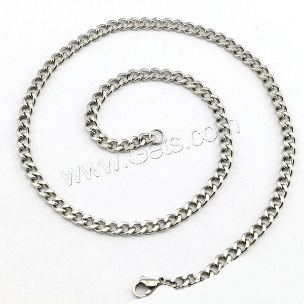 Collar de cadena de acero inoxidable, diverso tamaño para la opción & giro oval, color original, longitud:aproximado 19.6 Inch, Vendido por Sarta