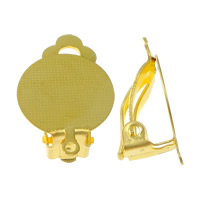 Brass Clip On Earring Finding, Flat Round, plated 