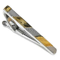 Tie Clip, Stainless Steel, plated, textured 