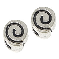 Zinc Alloy European Beads, Flat Round, antique silver color plated, without troll Approx 4.5mm 