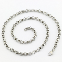 Stainless Steel Chain Necklace & rolo chain, original color Approx 19.6 Inch 