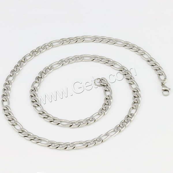Stainless Steel Chain Necklace, different size for choice & figaro chain, original color, Length:Approx 19.6 Inch, Sold By Strand