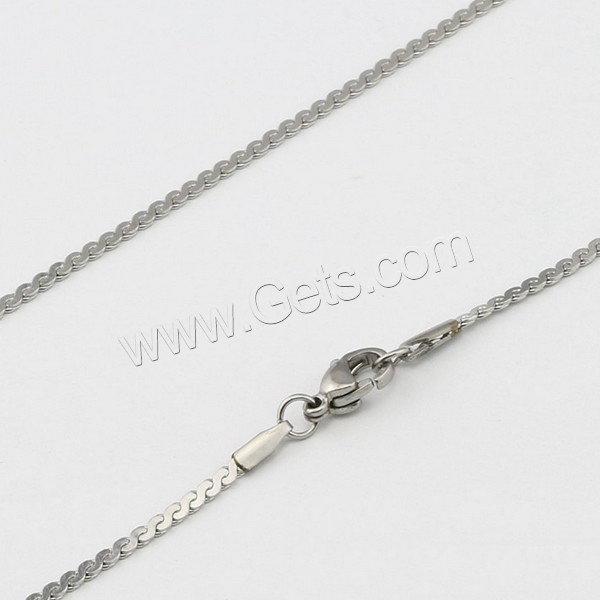 Stainless Steel Chain Necklace, different size for choice & serpentine chain, original color, Length:Approx 17.7 Inch, Sold By Strand