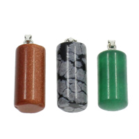 Mixed Gemstone Pendants, with brass bail, natural Approx 