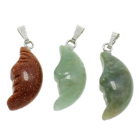 Mixed Gemstone Pendants, with brass bail, natural  Approx 