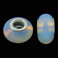 Sea Opal European Beads, Rondelle, brass double core without troll Approx 5mm 