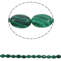 Synthetische Malachit Perlen, flachoval, 13x18x5mm, Bohrung:ca. 1.5mm, Länge:ca. 15.3 ZollInch, ca. 22PCs/Strang, verkauft von Strang