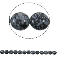 Schneeflocke Obsidian Perlen, flache Runde, natürlich, 16x6mm, Bohrung:ca. 1.5mm, Länge:ca. 15.7 ZollInch, ca. 25PCs/Strang, verkauft von Strang