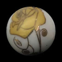 Abalorio de porcelana calcomanía , Esférico, diverso tamaño para la opción & con patrón de flores, Vendido por UD