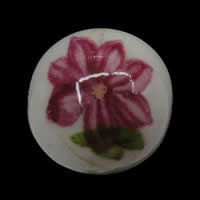 Abalorio de porcelana calcomanía , Esférico, diverso tamaño para la opción & con patrón de flores, agujero:aproximado 2mm, Vendido por UD