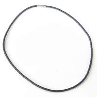 Теплые шнур ожерелья, Шнур из натуральной кожи, нержавеющая сталь замок магнитный, черный, 3mm, длина:18 дюймовый, продается Strand
