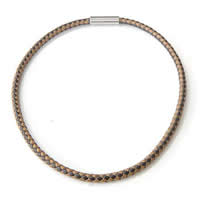 Теплые шнур ожерелья, Шнур из натуральной кожи, нержавеющая сталь замок магнитный, двухцветный, 6mm, длина:19.5 дюймовый, продается Strand