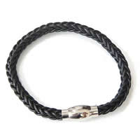 Cowhide Bracelets, stainless steel magnetic clasp, 6mm .5 Inch 