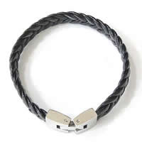 Cowhide Bracelets, stainless steel foldover clasp, braided bracelet .5 Inch 