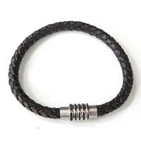 Cowhide Bracelets, stainless steel magnetic clasp 6mm Inch 
