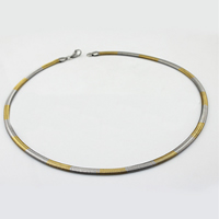 Halskette, 304 Edelstahl, plattiert, Schlangekette & zweifarbig, 5mm, Länge:19 ZollInch, verkauft von Strang