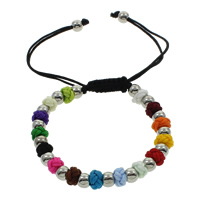 Nylon Cord Woven Ball Bracelets, with Copper Coated Plastic, adjustable, multi-colored, 6mm Approx 7.5 Inch 