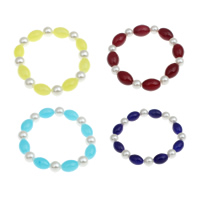 Glass Jewelry Beads Bracelets, with Glass Pearl, Oval, stoving varnish 10mm Approx 7 Inch 