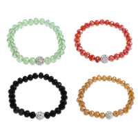 Bracelets en cristal avec stras, avec Strass perle de Pave d'argile, Rond, avec 45 pcs strass & facettes, plus de couleurs à choisir 10mm Environ 6 pouce, Vendu par brin