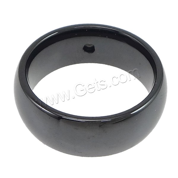 Alumina Ceramic Finger Ring, with Tungsten Alloy, different size for choice & with rhinestone, black, 8mm, Sold By PC