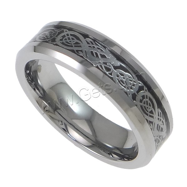 Men Stainless Steel Ring in Bulk, Tungsten Alloy, platinum color plated, different size for choice, 6mm, Sold By PC