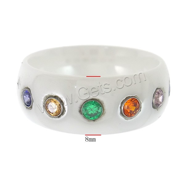 Глинозем керамический палец кольцо, с вольфрамовый сплав, Платиновое покрытие платиновым цвет, разный размер для выбора & со стразами, белый, 8mm, продается PC