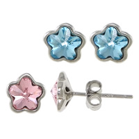 CRYSTALLIZED™ Crystal Sterling Silver Stud Earring, 925 Sterling Silver, with CRYSTALLIZED™, Flower, platinum plated 