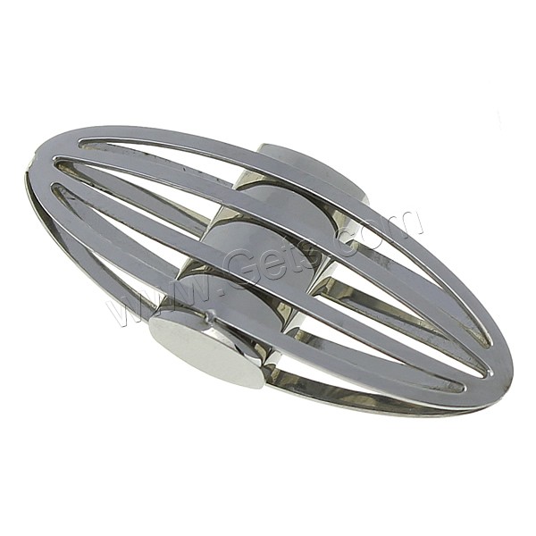 Stainless Steel Jewelry Findings, Flat Oval, different size for choice & with rhinestone, original color, Sold By PC