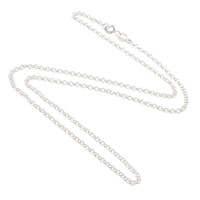 Серебряное ожерелье цепи, Серебро 925 пробы, покрытый платиной, различной длины для выбора & Овальный цепь продается Strand