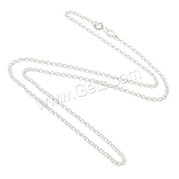 Sterling Silver Necklace Chain, 925 Sterling Silver, platinum plated, different length for choice & oval chain, 2x2x0.6mm, Sold By Strand