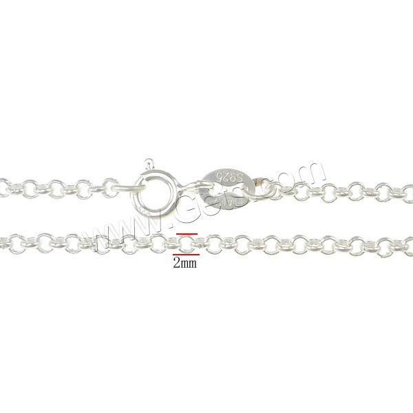 Sterling Silver Necklace Chain, 925 Sterling Silver, platinum plated, different length for choice & oval chain, 2x2x0.6mm, Sold By Strand