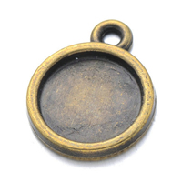 Zinc Alloy Pendant Cabochon Setting, Flat Round, antique bronze color plated Approx 1.6mm, Inner Approx 10mm 