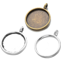 Zinc Alloy Pendant Cabochon Setting, Flat Round, plated Approx 2.9mm, Inner Approx 16mm 