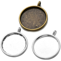Zinc Alloy Pendant Cabochon Setting, Flat Round, plated Approx 2.83mm, Inner Approx 20mm 
