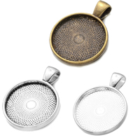 Zinc Alloy Pendant Cabochon Setting, Flat Round, plated Approx 6.34mm, Inner Approx 23mm 