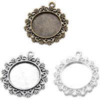 Zinc Alloy Pendant Cabochon Setting, Flower, plated Approx 3.07mm, Inner Approx 25mm 