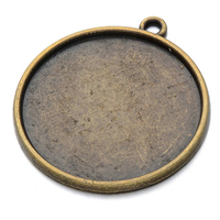 Zinc Alloy Pendant Cabochon Setting, Flat Round, antique bronze color plated Approx 1.85mm, Inner Approx 25mm 