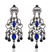 Zinc Alloy Rhinestone Dangle Earring, with Crystal, plumbum black color plated, faceted & with rhinestone 