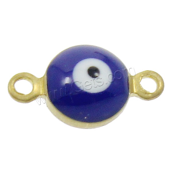 Evil Eye Jewelry Connector, Brass, plated, enamel & 1/1 loop, more colors for choice, nickel, lead & cadmium free, 12x7x4mm, Hole:Approx 1mm, Sold By PC