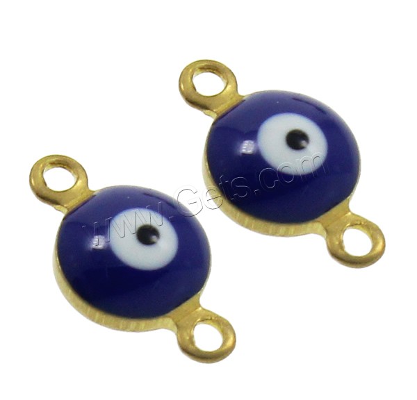 Evil Eye Jewelry Connector, Brass, plated, enamel & 1/1 loop, more colors for choice, nickel, lead & cadmium free, 12x7x4mm, Hole:Approx 1mm, Sold By PC