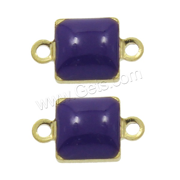 Enamel Brass Connector, Square, plated, 1/1 loop, more colors for choice, nickel, lead & cadmium free, 12x7x4.5mm, Hole:Approx 1.5mm, Sold By PC