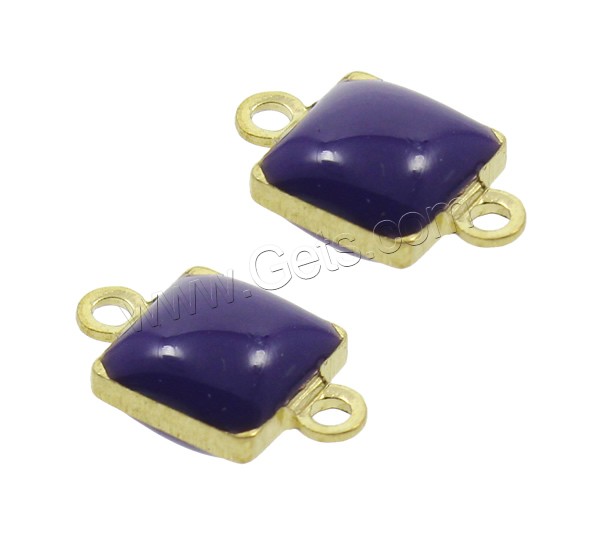 Enamel Brass Connector, Square, plated, 1/1 loop, more colors for choice, nickel, lead & cadmium free, 12x7x4.5mm, Hole:Approx 1.5mm, Sold By PC