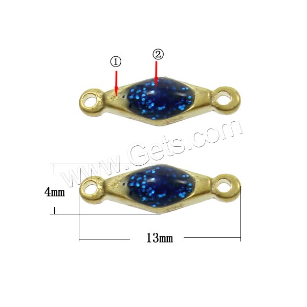Enamel Brass Connector, plated, 1/1 loop & colorful powder, more colors for choice, nickel, lead & cadmium free, 13x4mm, Hole:Approx 1mm, Sold By PC